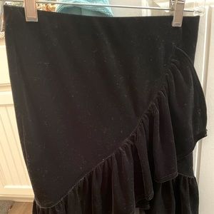 Velvet ruffle skirt